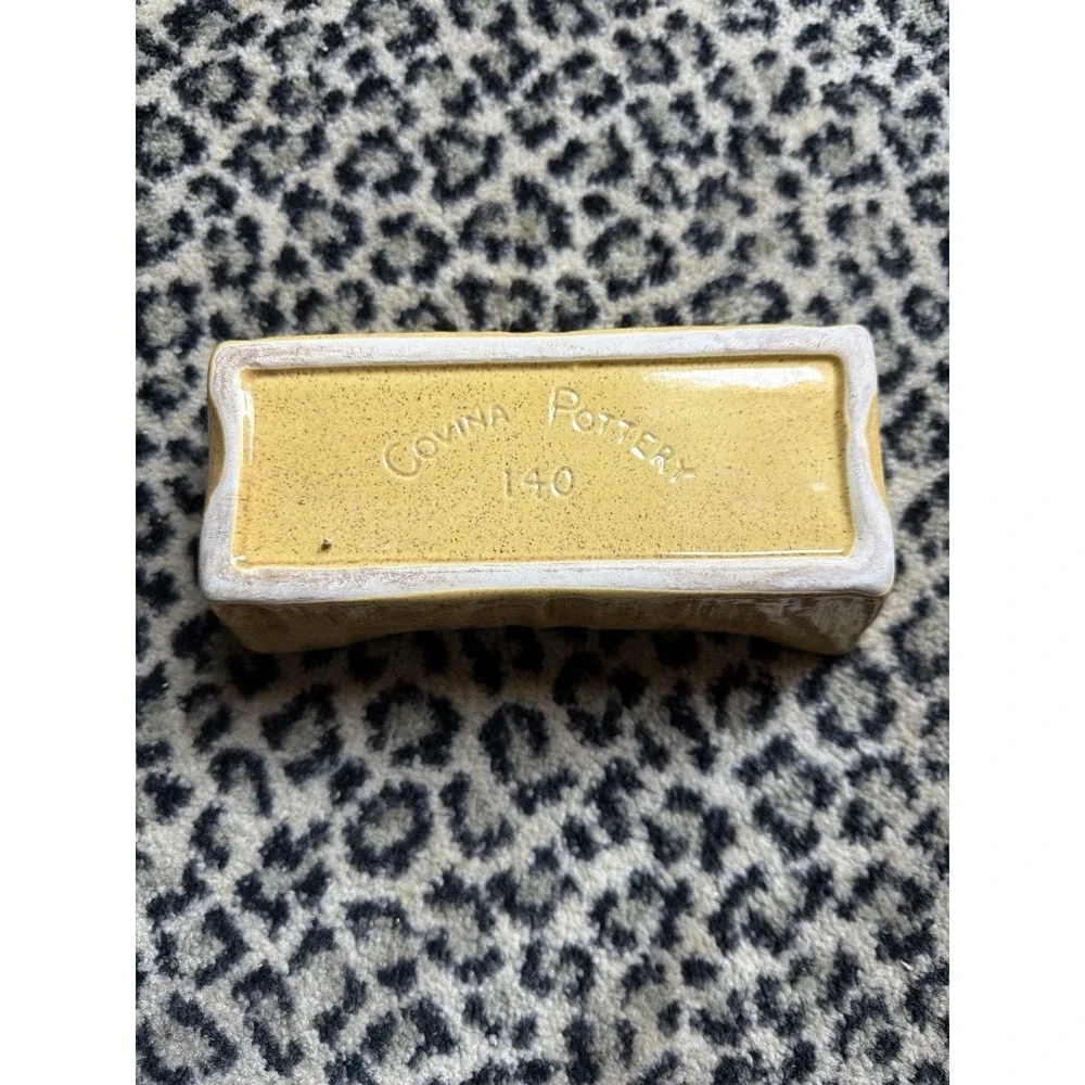 Covina Pottery‎ 140 Yellow Planter Catchall Decor MCM Speckled Rectangular VTG